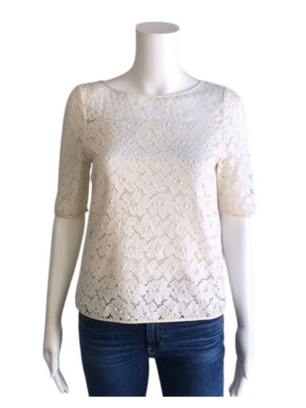 TIBI Lace Overlay Blouse Top - 4